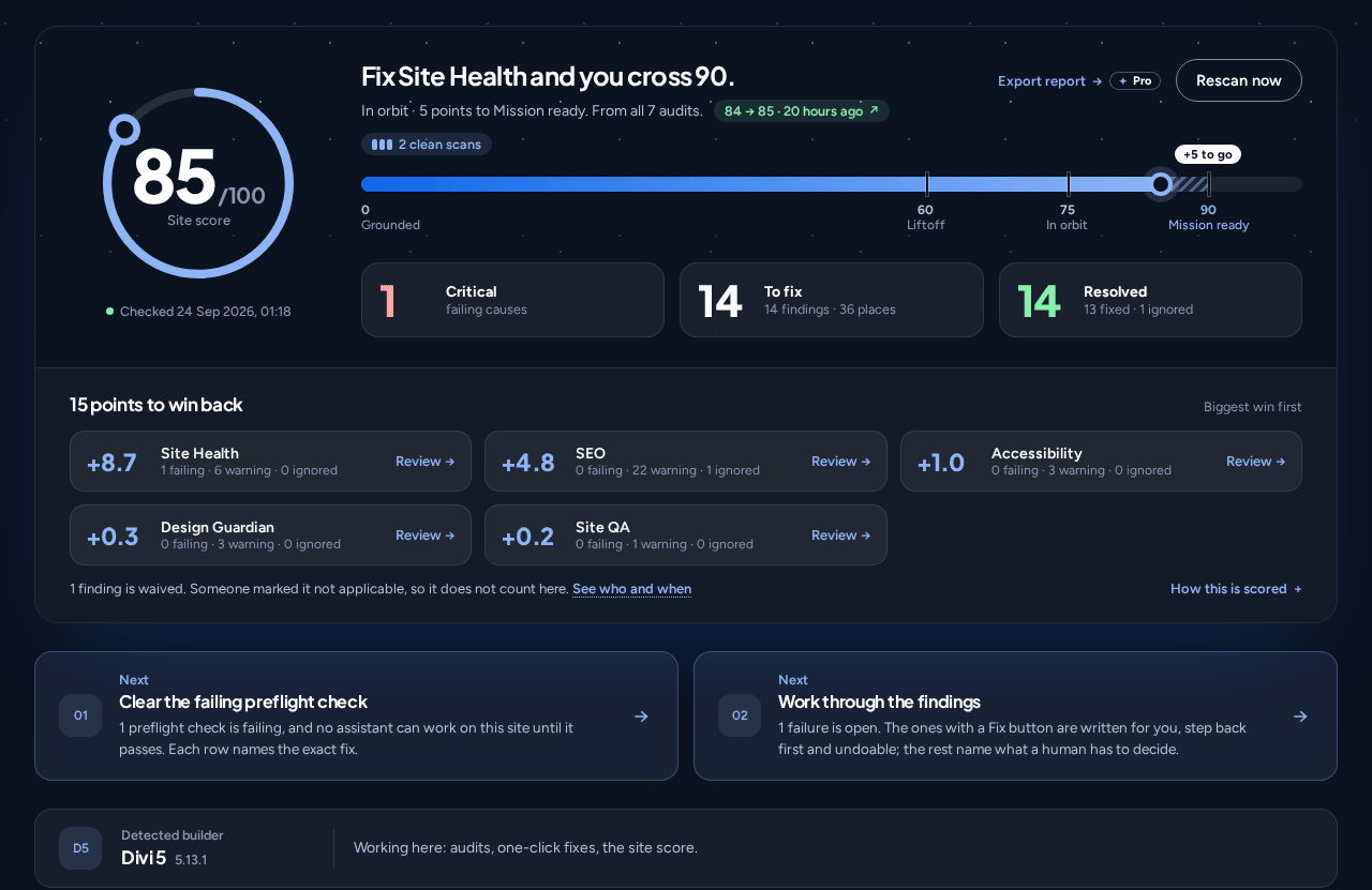 Checknaut 5.0.0 Overview in the Deep Space theme