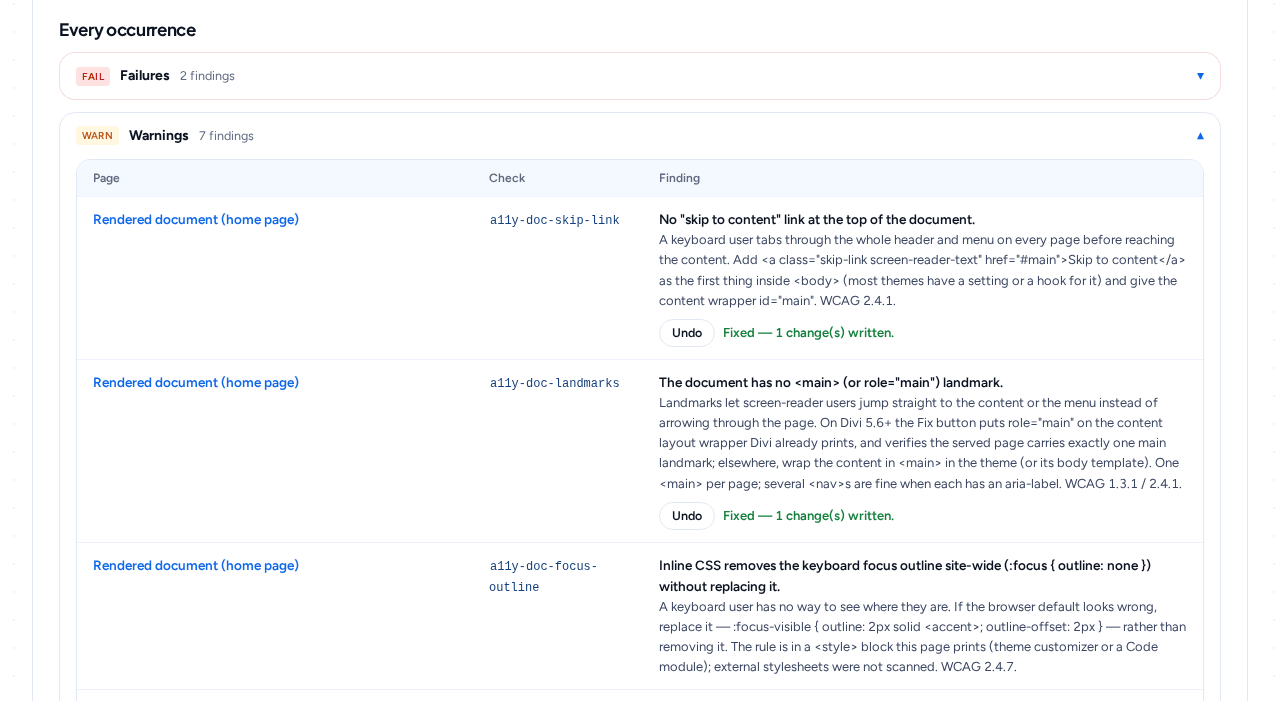 Checknaut 5.0.0: fixes applied in one click, each with Undo beside it